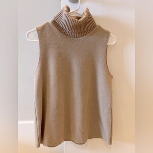 Zara Tan Sleeveless Turtleneck Sweater